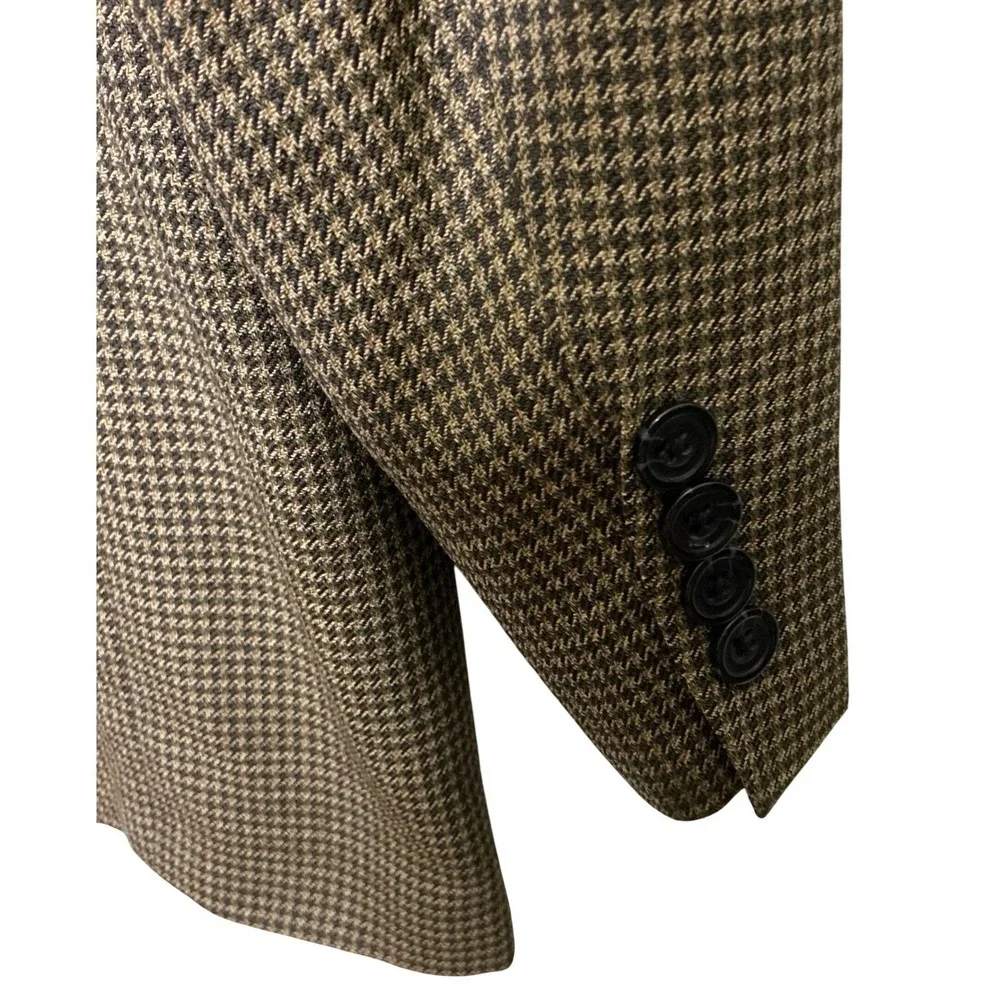 Oscar de la Renta Mens 44L Wool Houndstooth Blazer‎ Sport Coat Classic Old Money